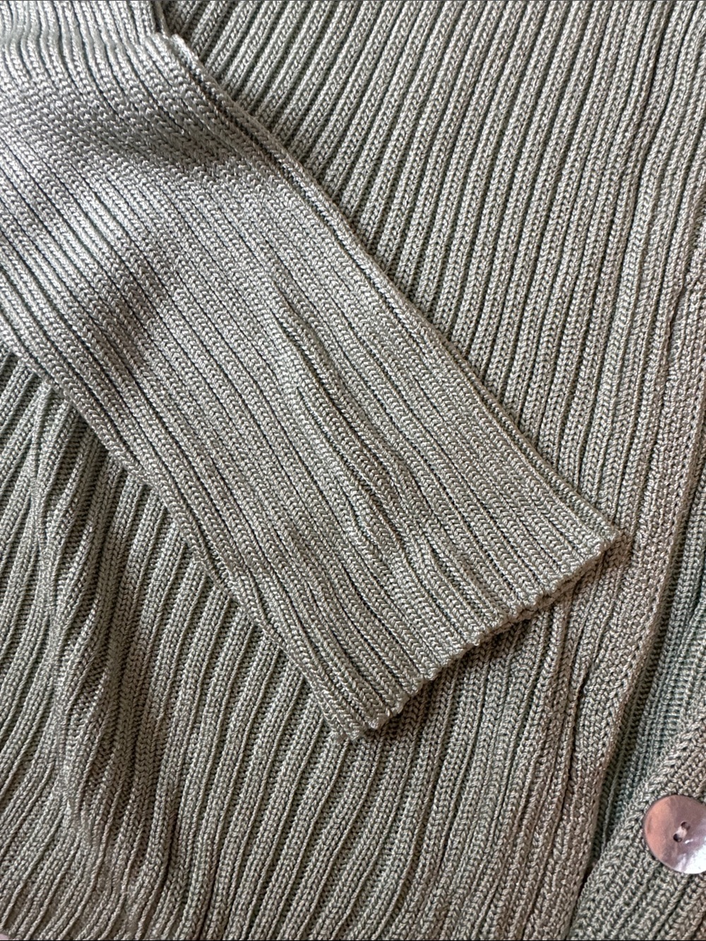 Vince Sage Green Ribbed Button-Front Cardigan - Picture 3 of 6